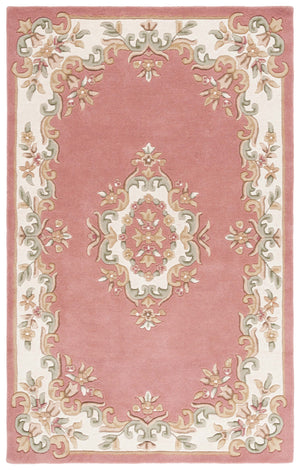 Safavieh Aubusson Hand-tufted Area Rug – Luxurious Ivory & Green Floral Design, Crafted For Timeless Elegance Pink ,Ivory 80% Wool,20% Cotton Aub301u-6sq