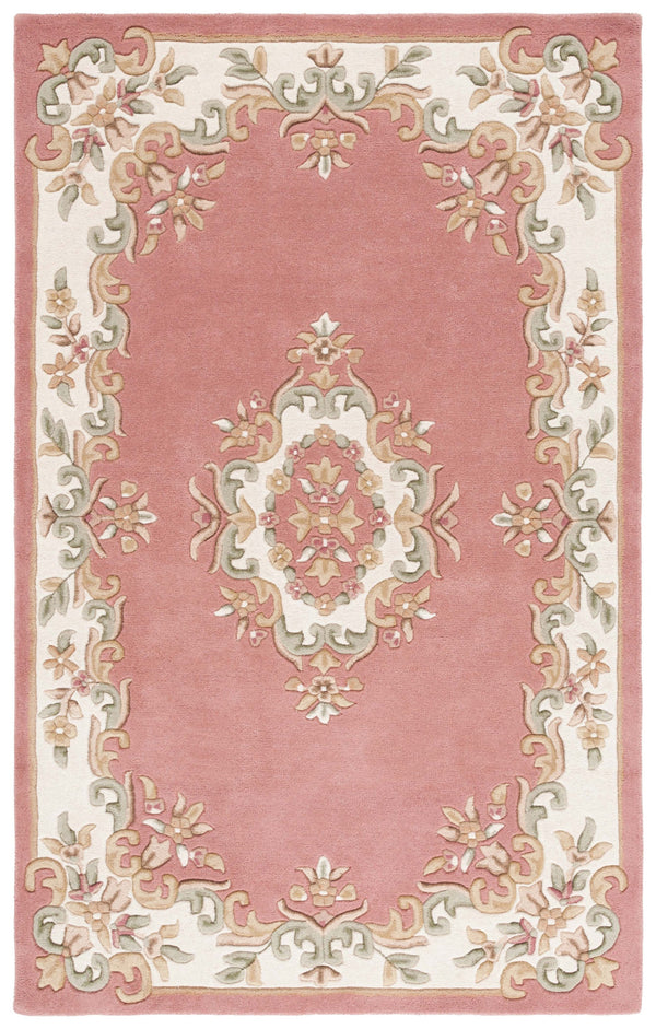 Safavieh Aubusson Hand-tufted Area Rug – Luxurious Ivory & Green Floral Design, Crafted For Timeless Elegance Pink ,Ivory 80% Wool,20% Cotton Aub301u-6sq