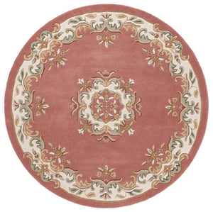 Safavieh Aubusson Hand-tufted Area Rug – Luxurious Ivory & Green Floral Design, Crafted For Timeless Elegance Pink ,Ivory 80% Wool,20% Cotton Aub301u-6sq
