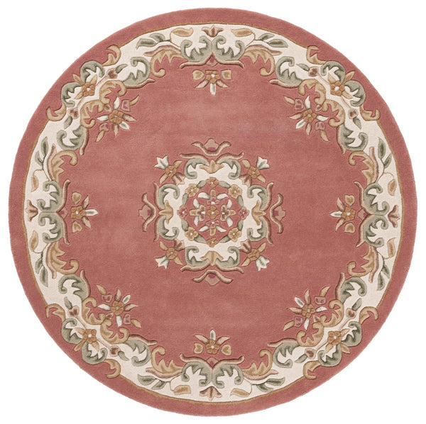 Safavieh Aubusson Hand-tufted Area Rug – Luxurious Ivory & Green Floral Design, Crafted For Timeless Elegance Pink ,Ivory 80% Wool,20% Cotton Aub301u-6sq