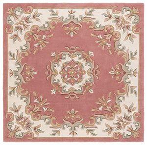 Safavieh Aubusson Hand-tufted Area Rug – Luxurious Ivory & Green Floral Design, Crafted For Timeless Elegance Pink ,Ivory 80% Wool,20% Cotton Aub301u-6sq