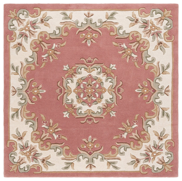 Safavieh Aubusson Hand-tufted Area Rug – Luxurious Ivory & Green Floral Design, Crafted For Timeless Elegance Pink ,Ivory 80% Wool,20% Cotton Aub301u-6sq