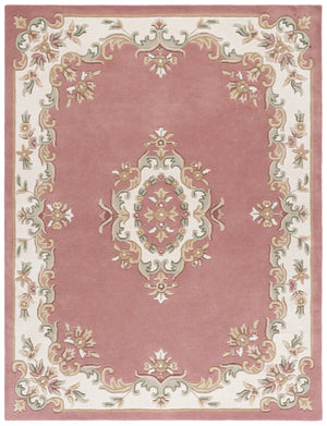 Safavieh Aubusson Hand-tufted Area Rug – Luxurious Ivory & Green Floral Design, Crafted For Timeless Elegance Pink ,Ivory 80% Wool,20% Cotton Aub301u-6sq