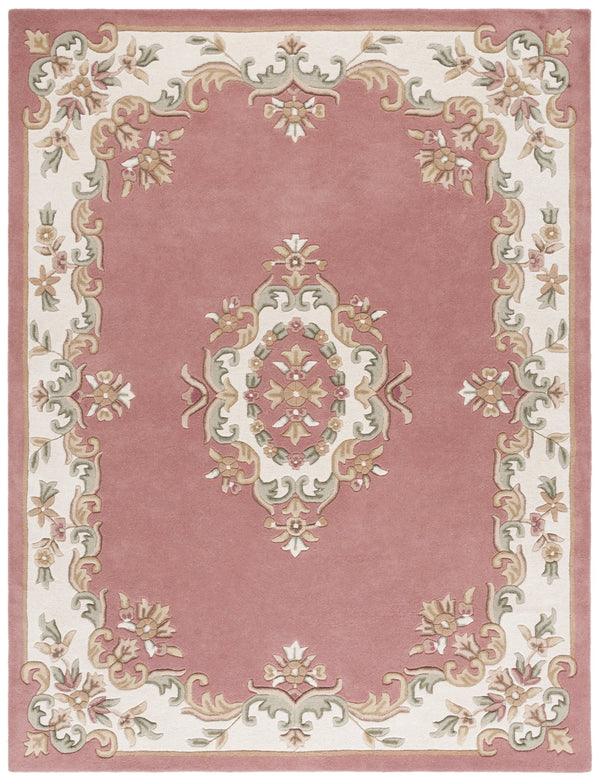 Safavieh Aubusson Hand-tufted Area Rug – Luxurious Ivory & Green Floral Design, Crafted For Timeless Elegance Pink ,Ivory 80% Wool,20% Cotton Aub301u-6sq