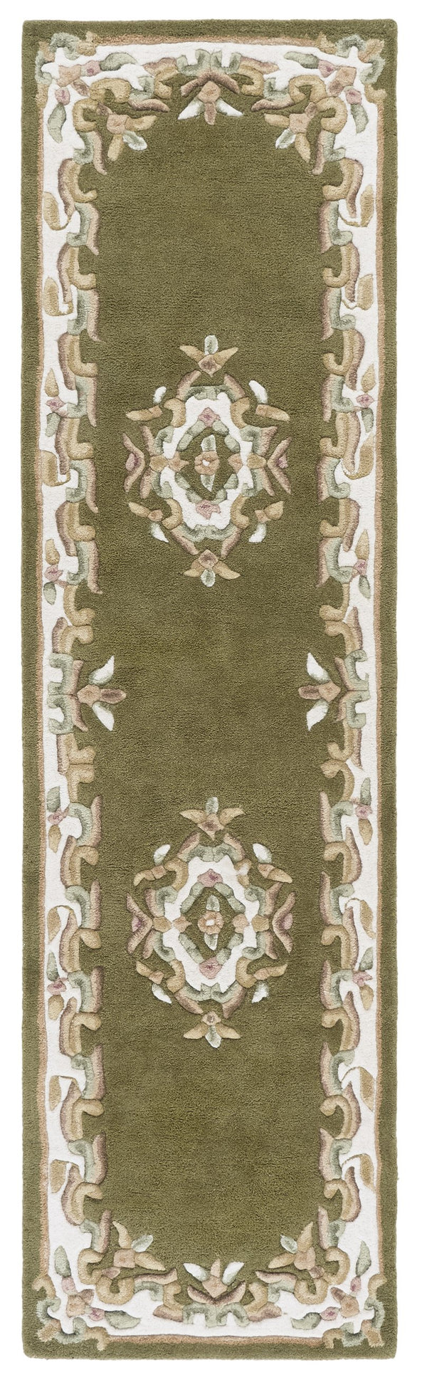 Safavieh Aubusson Elegant Hand-tufted Runner Rug In Grey And Ivory - Timeless Design For Any Space Olive ,Ivory 80% Wool,20% Cotton Aub301x-28