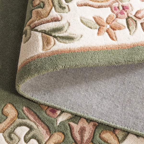 Safavieh Aubusson Hand-tufted Area Rug – Luxurious Ivory & Green Floral Design, Crafted For Timeless Elegance Green ,Ivory 80% Wool,20% Cotton Aub301y-6r