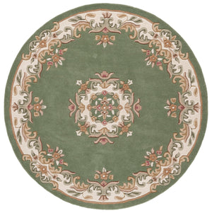 Safavieh Aubusson Hand-tufted Area Rug – Luxurious Ivory & Green Floral Design, Crafted For Timeless Elegance Green ,Ivory 80% Wool,20% Cotton Aub301y-6r