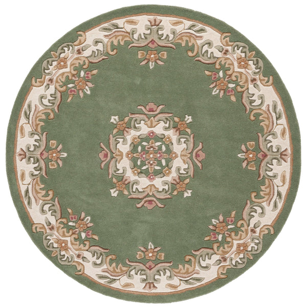 Safavieh Aubusson Hand-tufted Area Rug – Luxurious Ivory & Green Floral Design, Crafted For Timeless Elegance Green ,Ivory 80% Wool,20% Cotton Aub301y-6r