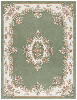 Safavieh Aubusson Hand-tufted Area Rug – Luxurious Ivory & Green Floral Design, Crafted For Timeless Elegance Green ,Ivory 80% Wool,20% Cotton Aub301y-6r