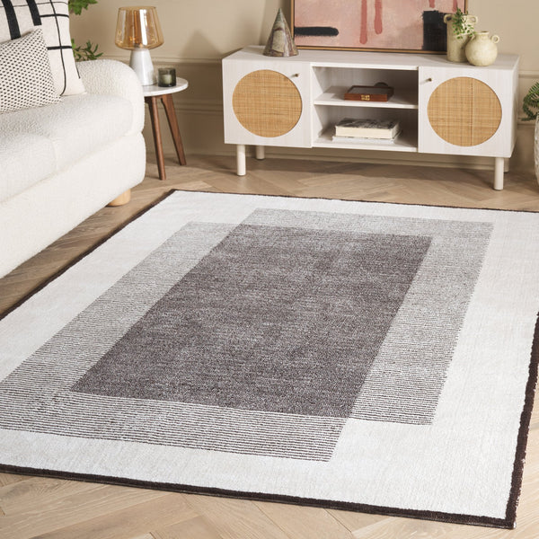 Safavieh Audrey Modern Area Rug - Exquisite Power-loomed Design With Soft Texture For Effortless Elegance Dark Grey ,Ivory 80% Micro Polyester,20% Cotton Aud102h-28