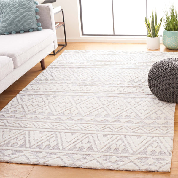 Safavieh Audrey Timeless Transitional Area Rug - Elegant Geometric Design For Modern Living Spaces Grey ,Ivory 80% Micro Polyester,20% Cotton Aud104f-6sq