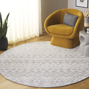 Safavieh Audrey Timeless Transitional Area Rug - Elegant Geometric Design For Modern Living Spaces Grey ,Ivory 80% Micro Polyester,20% Cotton Aud104f-6sq