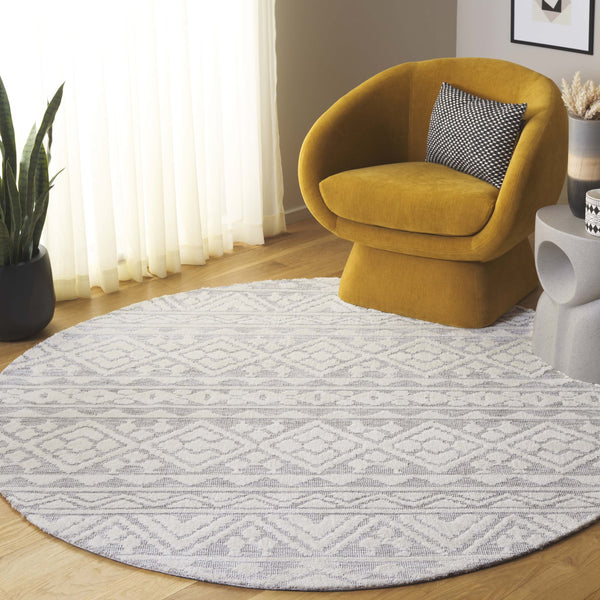 Safavieh Audrey Timeless Transitional Area Rug - Elegant Geometric Design For Modern Living Spaces Grey ,Ivory 80% Micro Polyester,20% Cotton Aud104f-6sq