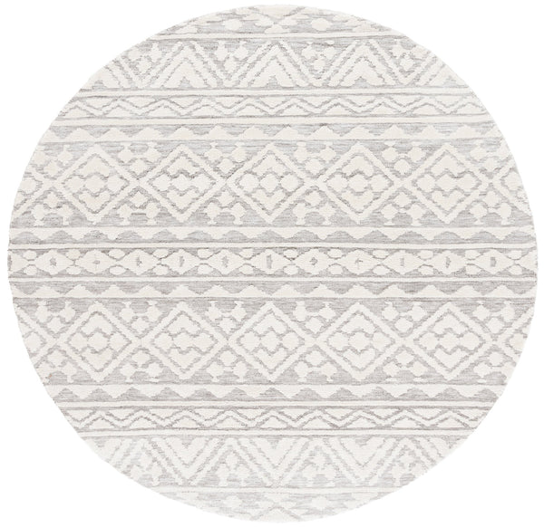 Safavieh Audrey Timeless Transitional Area Rug - Elegant Geometric Design For Modern Living Spaces Grey ,Ivory 80% Micro Polyester,20% Cotton Aud104f-6sq