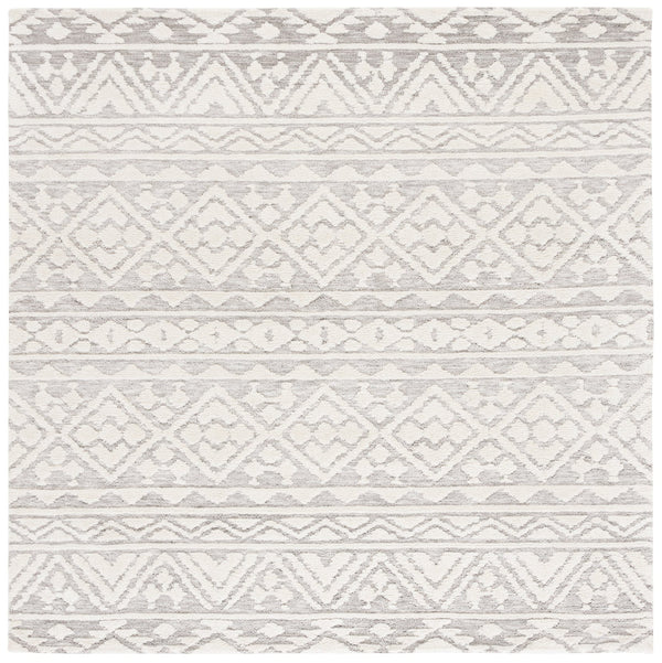 Safavieh Audrey Timeless Transitional Area Rug - Elegant Geometric Design For Modern Living Spaces Grey ,Ivory 80% Micro Polyester,20% Cotton Aud104f-6sq