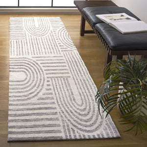 Safavieh Audrey Elegant Geometric Area Rug With Timeless Style | Luxurious Comfort For Any Room Decor Ivory ,Grey 80% Micro Polyester,20% Cotton Aud106a-28