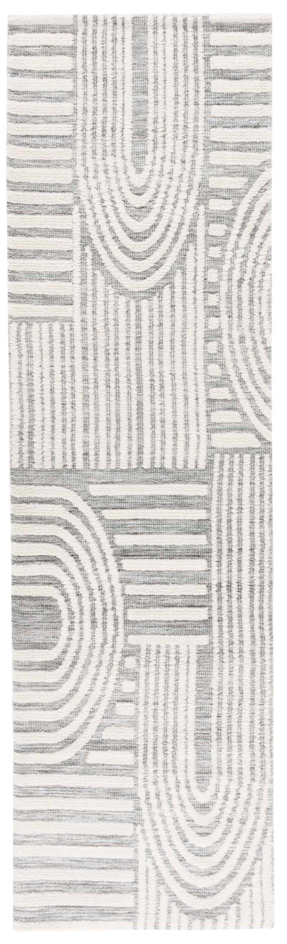 Safavieh Audrey Elegant Geometric Area Rug With Timeless Style | Luxurious Comfort For Any Room Decor Grey ,Ivory 80% Micro Polyester,20% Cotton Aud106f-4