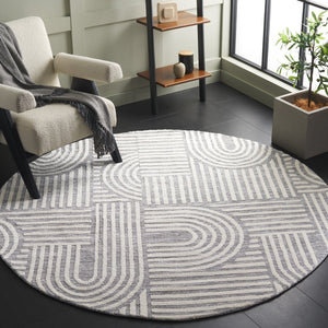 Safavieh Audrey Elegant Geometric Area Rug With Timeless Style | Luxurious Comfort For Any Room Decor Grey ,Ivory 80% Micro Polyester,20% Cotton Aud106f-4