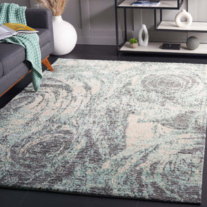 Safavieh Audrey Exquisite Area Rug - Luxurious Abstract Design For Elegant Living Spaces & Cozy Comfort Blue ,Grey 80% Micro Polyester,20% Cotton Aud107m-5