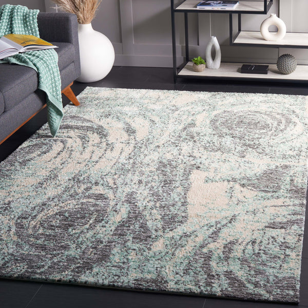 Safavieh Audrey Exquisite Area Rug - Luxurious Abstract Design For Elegant Living Spaces & Cozy Comfort Blue ,Grey 80% Micro Polyester,20% Cotton Aud107m-5