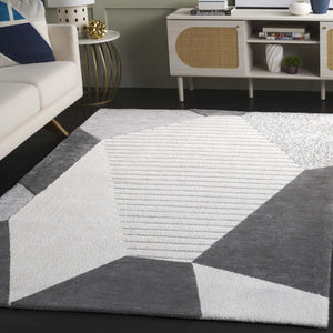 Safavieh Audrey Luxurious Round Area Rug - Elegant Modern Design For Chic Home Decor, Soft & Durable Masterpiece Grey ,Ivory 80% Micro Polyester,20% Cotton Aud108f-6sq