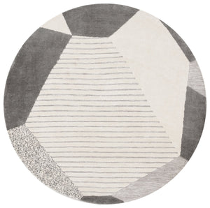 Safavieh Audrey Luxurious Round Area Rug - Elegant Modern Design For Chic Home Decor, Soft & Durable Masterpiece Grey ,Ivory 80% Micro Polyester,20% Cotton Aud108f-6sq