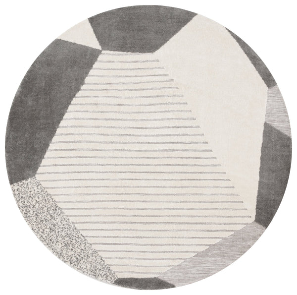 Safavieh Audrey Luxurious Round Area Rug - Elegant Modern Design For Chic Home Decor, Soft & Durable Masterpiece Grey ,Ivory 80% Micro Polyester,20% Cotton Aud108f-6sq