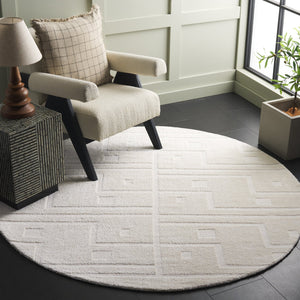 Safavieh Audrey Luxurious 6x6 Square Area Rug – Contemporary Design In Soft Micro Polyester & Cotton Blend Ivory 80% Micro Polyester,20% Cotton Aud109a-8
