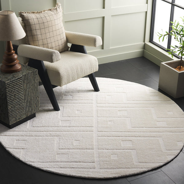 Safavieh Audrey Luxurious 6x6 Square Area Rug – Contemporary Design In Soft Micro Polyester & Cotton Blend Ivory 80% Micro Polyester,20% Cotton Aud109a-8