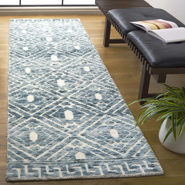 Safavieh Audrey Hand-tufted Area Rug With Geometric Pattern – Stylish Blue And Ivory Design For Any Room Blue ,Ivory 80% Polyester 20% Cotton Aud203m-6r