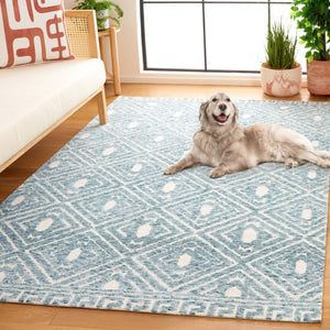 Safavieh Audrey Hand-tufted Area Rug With Geometric Pattern – Stylish Blue And Ivory Design For Any Room Blue ,Ivory 80% Polyester 20% Cotton Aud203m-6r
