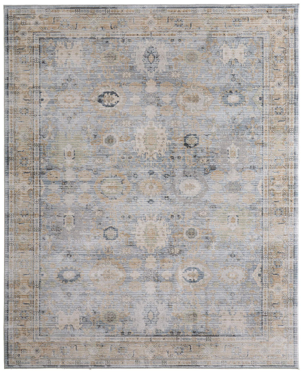 Feizy Rugs Augustine Bordered Traditional Area Rug with Distressed Vintage Finish for Living Rooms 2'6" x 7'3" AUG39TZFBLUBGEI02