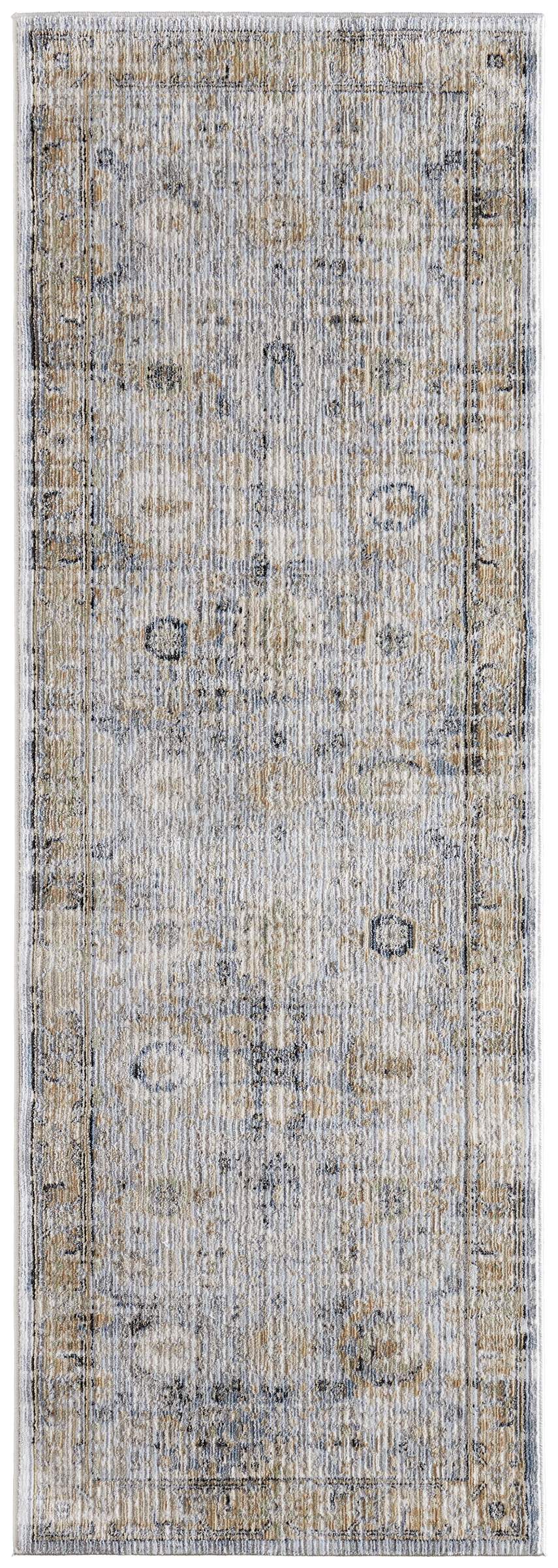 Feizy Rugs Augustine Bordered Traditional Area Rug with Distressed Vintage Finish for Living Rooms 2'6" x 7'3" AUG39TZFBLUBGEI02