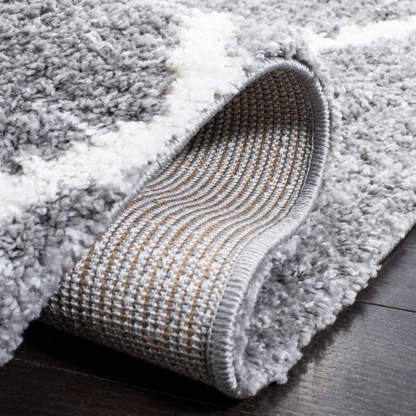 Safavieh August500 Power Loomed Shag Rug Light Grey / Ivory AUG531F-5