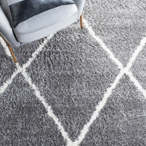 Safavieh August500 Power Loomed Shag Rug Light Grey / Ivory AUG531F-5