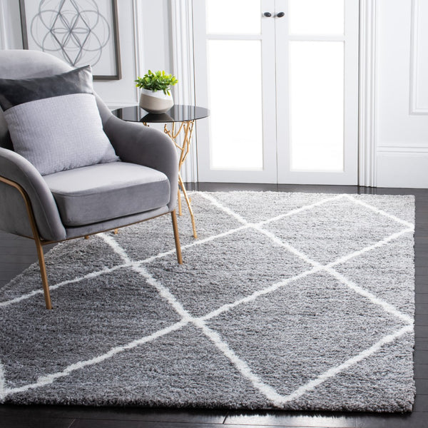 Safavieh August500 Power Loomed Shag Rug Light Grey / Ivory AUG531F-5