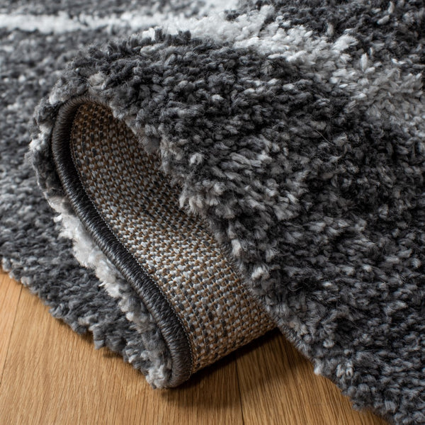 Safavieh August500 Power Loomed Shag Rug Dark Grey / Ivory AUG531G-5