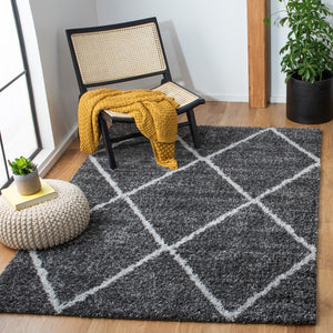 Safavieh August500 Power Loomed Shag Rug Dark Grey / Ivory AUG531G-5