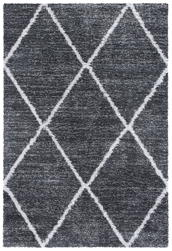 Safavieh August500 Power Loomed Shag Rug Dark Grey / Ivory AUG531G-5