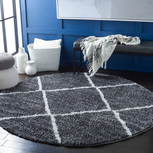 Safavieh August500 Power Loomed Shag Rug Dark Grey / Ivory AUG531G-7R