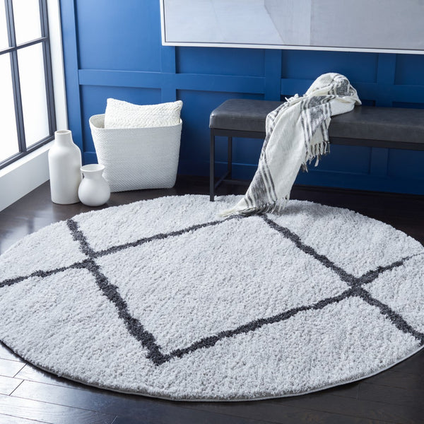 Safavieh August 500 Power Loomed Shag Rug Beige / Charcoal AUG532H-7R