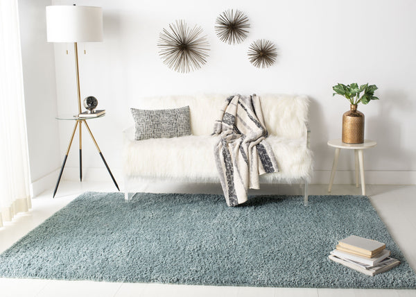 Safavieh August Plush Aqua Shag Area Rug — High-Pile Power-Loomed Flokati Look, Cozy Durable Accent Rug 4'-0" x 4'-0" AUG900J-4SQ