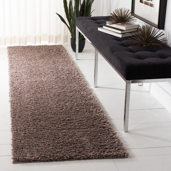 Safavieh August Taupe Shag Runner Rug — Plush 1-1/8" Pile, Power-Loomed In Turkey, Durable Polypropylene-Jute Finish 2'-3" x 18'-0" AUG900R-218