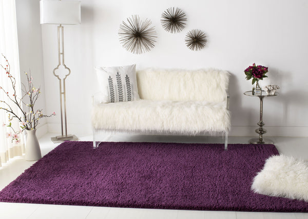 Safavieh August Luxurious Shag Area Rug - Sumptuous Softness & Modern Elegance For Your Cozy Living Space Purple 65% Polypropylene + 35% Jute Aug900w-214