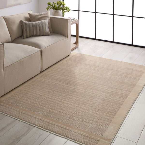 Jaipur Living Jaipur Living Linus Tribal Taupe Viscose Blend Rug with Carved High-low Pile Texture Cream 7'10"X10'10" RUG151038