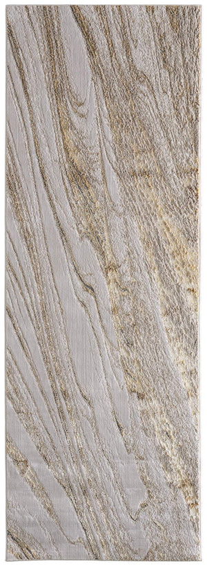 Feizy Rugs Aura Abstract Polypropylene Hallway Runner Rug with Warm Gold and Ivory Tones AUR39LLFIVYGLDI71
