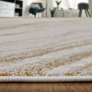 Feizy Rugs Aura Abstract Polypropylene Hallway Runner Rug with Warm Gold and Ivory Tones AUR39LLFIVYGLDI71