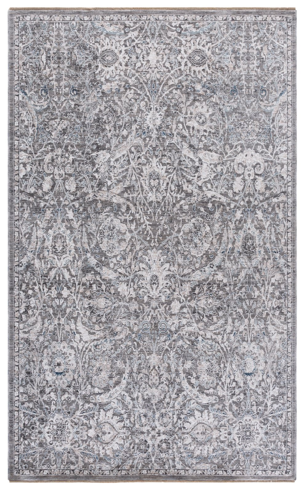 Safavieh Autumn Area Rug - Elegant Transitional Design, Power Loomed In Turkey, Soft Polyester For Comfort Grey ,Ivory Blue Polyester Pile Autc502f-9