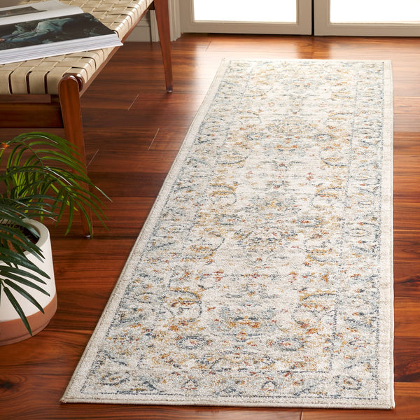 Safavieh Avalon Elegant Rectangle Area Rug With Timeless Floral Design In Ivory And Light Blue Hues Ivory ,Light Blue Polyester Ava220a-9