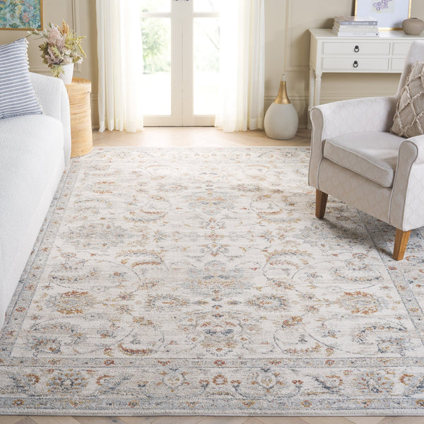 Safavieh Avalon Elegant Rectangle Area Rug With Timeless Floral Design In Ivory And Light Blue Hues Ivory ,Light Blue Polyester Ava220a-9